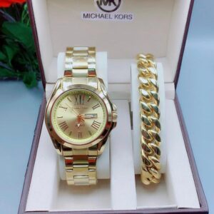 Gold-tone Watch and Bracelet Set