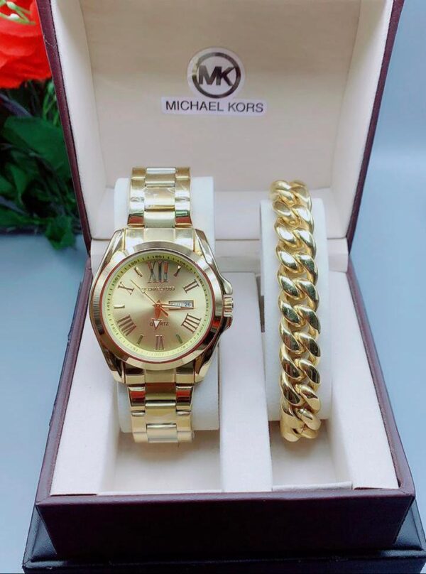 Gold-tone Watch and Bracelet Set